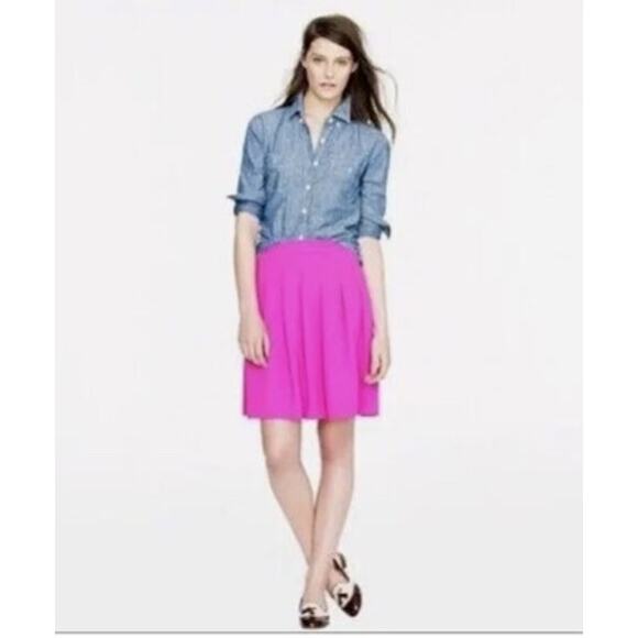 J.Crew Hot Pink Fuchsia Box Pleat Barbiecore Mini Skirt SZ 6 - Picture 1 of 9